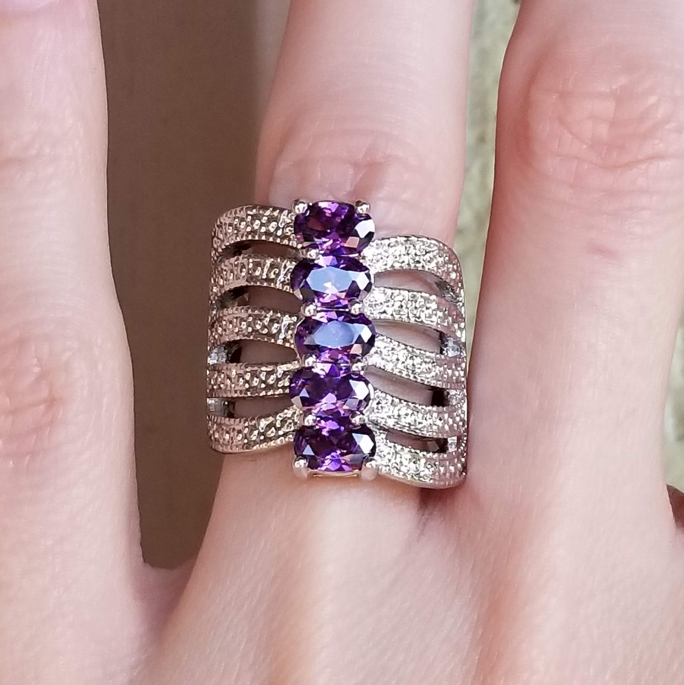 🆕️S925(Sz6/7)Vintage Style Purple AMETHYST Ring